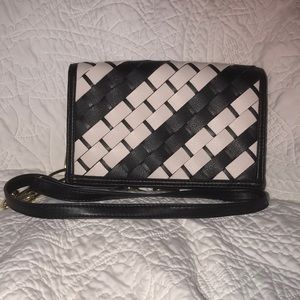 Black and White Woven “Like Dreams” Small Crossbody